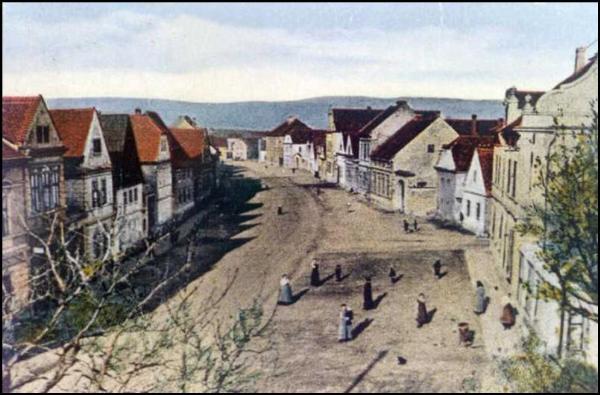 Třebušice pohled od kaple na náves r.1924